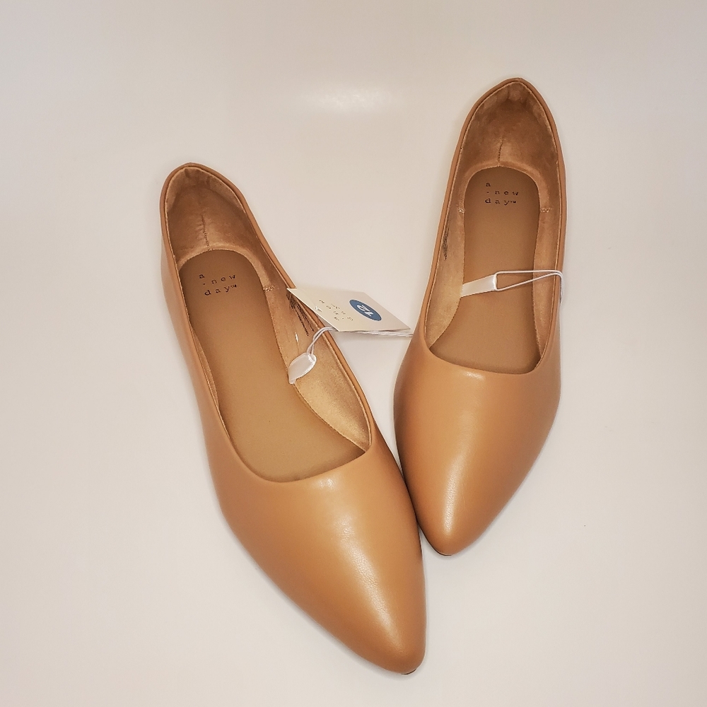 NWT A New Day Women's Corinna Pointed Toe Chestnut Flats - Size 11W